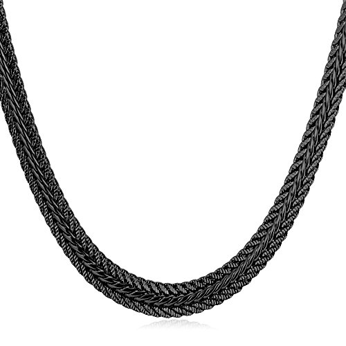 U7 Men Chain 18K Stamp Fashion Jewelry Foxtail Chain 6MM Wide Platinum/Black Gun Plated/Rose Gold/18K Gold Plated Necklace, Length 18 inch to 32 Inches