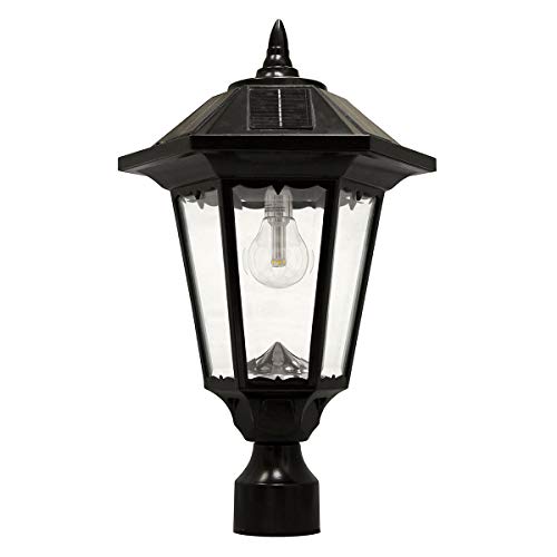 GAMA SONIC Windsor Bulb Solar Light, Outdoor Solar Powered LED, Wall or Post Mount, Black GS-99B-FPW - Thumbnail 6