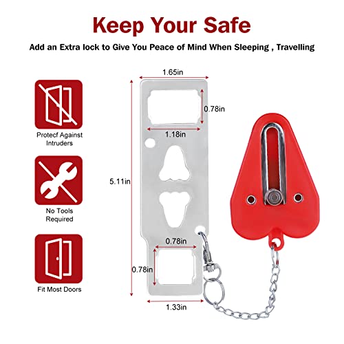 Portable Door Lock 2 Pack Extra Lock Home Security Door Locker Travel