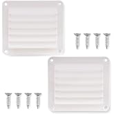 VTurboWay 2 Pcs 5-1/2" Louvered Flush Plastic Thru Vent for Caravan, Marine Boat Vent, White, Free Installation Screws