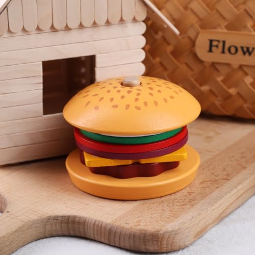 LovesTown Wooden Stacking Toys, Burger Stacking Toys Montessori Toys for Kids Educational Preschool Learning Toys for Boys Girls Birthday Gifts