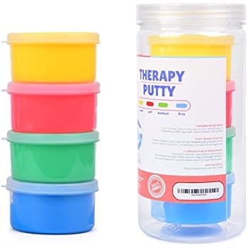 Therapy Putty - Resistive Hand Exercise Therapy Putty Kit, Set of Four Strengths, 3 Ounces of Each Putty