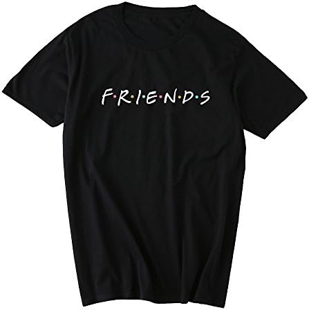 Qiteck Friends Shirt Tv Show Cotton Cute T Shirt Plus Size Loose Tops for Men and Women Black L