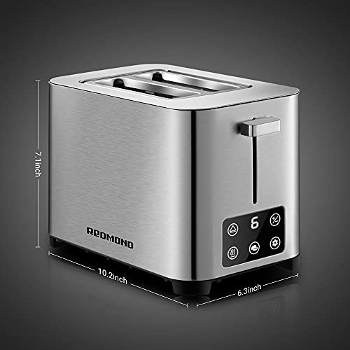 REDMOND 2 Slice Toaster, Full Touch Screen LED Display Stainless Steel