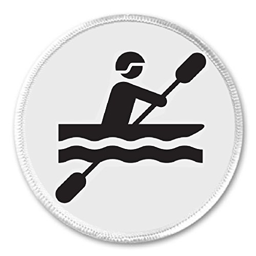 Canoeing / Paddling Water Sports Symbol Sign 3" Sew On Patch Canoe Black & White
