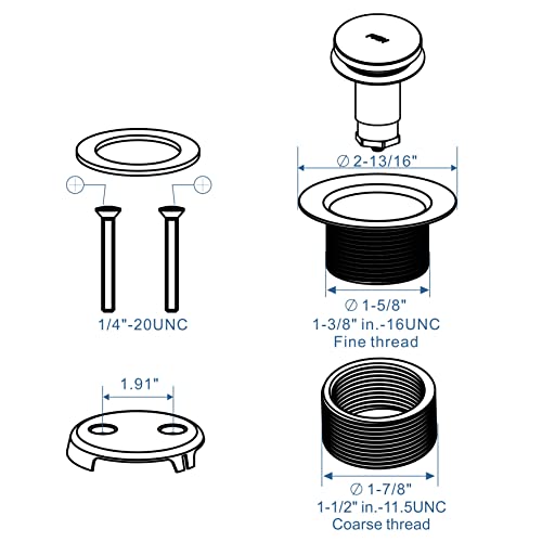 Black Tub Drain TipToe Tub Trim Set Conversion Kit Assembly, Hidrop