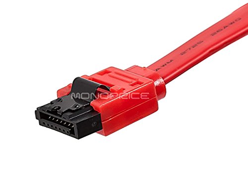 Monoprice 108784 18-Inch SATA 6Gbps Cable with Locking Latch, Red