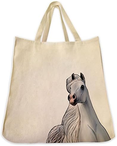 Dog Cat and Pet Tote Bags - Over 250 Different Breeds and Animal Designs to Choose From - Extra Large Reusable Canvas Over the Shoulder Handbags (Arabian Horse)