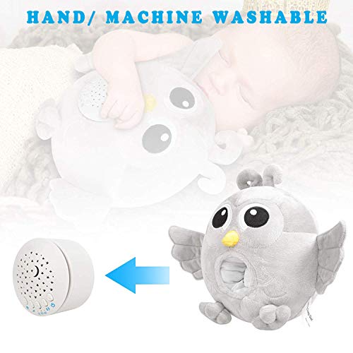 BEREST Baby Sleep Soother Owl, Baby White Noise and Toddler Sleep Aid Night Light, Lullaby Sound Machine - Sleep Sound Toys, Portable Stuffed Projector Owl, Baby Sleep Aid Toy (Gray)