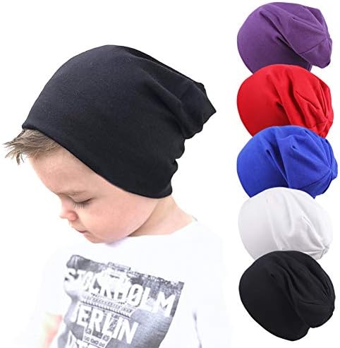 Baby Boy's Beanie Hats Cotton Skull Caps for Baby Toddlers Kids Little Boys 6-60 Months 5-Pack