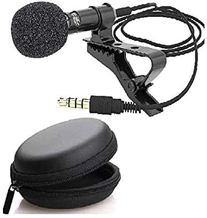 Alfa Mart 3.5mm Microphone Mini Singing and Recording mini Mic Lavalier Lapel Microphone and lapel mic with Long Cable for youtube mic Voice Chat, Video Conferencing & Recording and Carrying Pouch