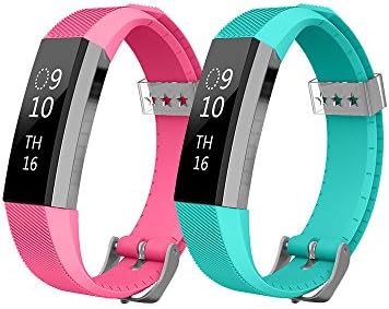 ArrKn Fitness Smart Watch Tracker Bracelet Strap Soft Silicon Replacement Wristbands for Fitbit Alta Accessories (2pcs - Rose / Teal)