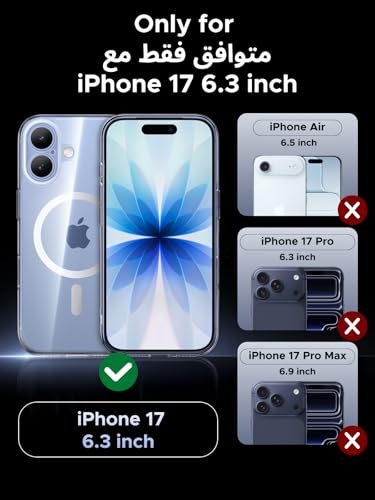 UGREEN for iPhone 17 MagSafe Case Clear Cover, [Military-Grade Protection], Upgrade iCrystal Anti-Yellowing Tech, Scratch-Resistant Back, Camera Control Protective, Ultra Slim Magnetic Case