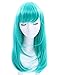 ROLECOS Womens Long Straight Party Wigs Synthetic Hair Wig Teal Green
