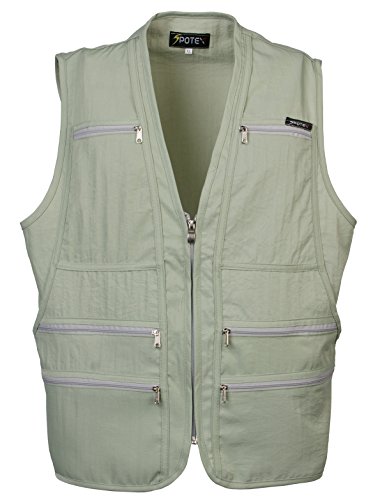 Men's 9 Pockets Work Utility Vest Military Photo Safari Travel Vest (L, Laurel Green)