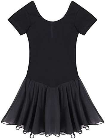 Nagoo Kids Girl's Ballet Cap-Sleeve Tutu Dress(140, Black)