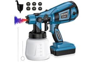 ADOSTOB Cordless Paint Sprayer for Dewalt 20V Max Battery, HVLP Paint Sprayer with 6 Copper Nozzles & 3 Patterns, Handheld Electric Paint Spray Gun for Home, Wall, Furniture, Cabinets (No Battery)