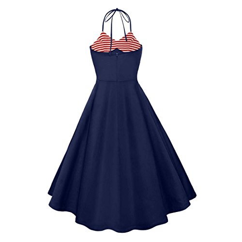 Women's USA American Flag Dress,Todaies Women Vintage Sleeveless Dress 4th July Independence Day Dresses Evening Party Prom Swing Dress 2018 (L, Navy)