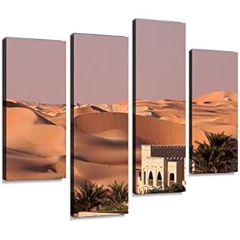 Abu Dhabi Desert Canvas Wall Art Hanging Paintings Modern Artwork Abstract Picture Prints Home Decoration Gift Unique Designed Framed 4 Panel