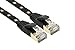 SNANSHI Short Ethernet Cable, Cat 7 Flat Ethernet Cable 3 ft Nylon Braided Jacket LAN Cable for Modem Router LAN Network PlayStation Xbox Black