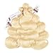 FASHION QUEEN Hair 613 Blonde Hair Bundles, Silk Body Wave Brazilian Virgin Hair, Honey Blonde Unprocessed Human Hair Weave 1 Bundle 100g 21 Inch