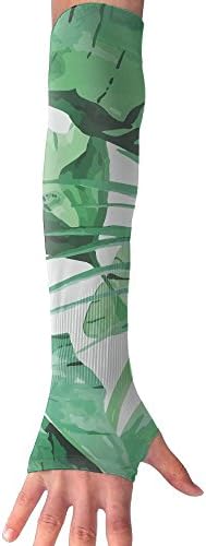 Green Pond Leaf Ultra Long Non Finger UV Resistant Gloves Gloves Sleeve, For Women And Men To Provide Sunscreen Protection 1 Pairs, For Outdoor Sports, Driving, Bicycles