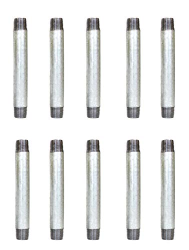 CMI Inc 3/4" X 6" 10 Pack Industrial Galvanized Steel Pipe Nipple, Pipe Connector For Vintage DIY Furniture Home Pipe Decor,3/4 Inch Galvanized Threaded Pipes and Pipe Fittings (3/4" X 6") - Thumbnail 5