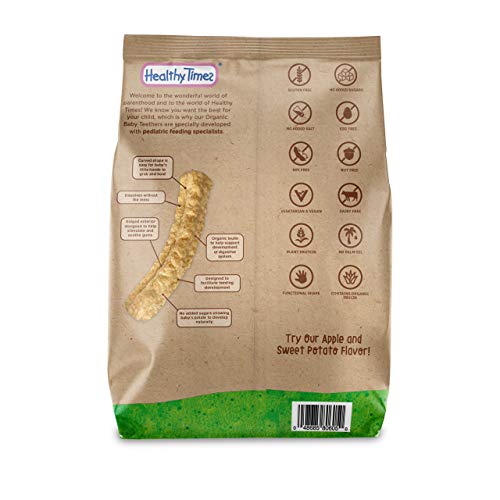 Healthy Times Organic Baby Teethers, Banana & Broccoli | 6 Ingredient Teether Snack, Easily Dissolves Without a Mess | For Babies 6-12 Months | 1.7 oz Bag, 1 Count