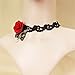 LEFINIS Red Rose Flower Popular Girl Gothic Black Lace Collar Choker Necklace, Bracelet