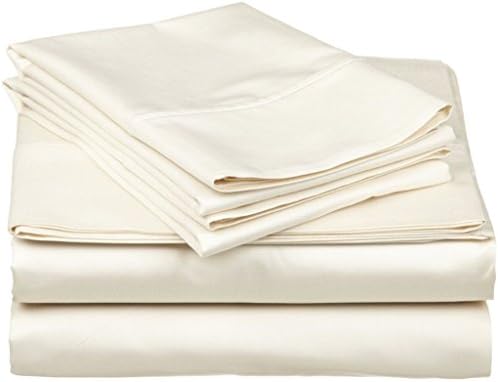Linen Park 300 TC Egyptian Cotton Sheet Set 4pcs (+30 Inch) Pocket Depth Ivory Solid (Full-XL Size)
