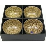 Large Japanese 4 pc Rice Soup Noodle Bowls Sepia