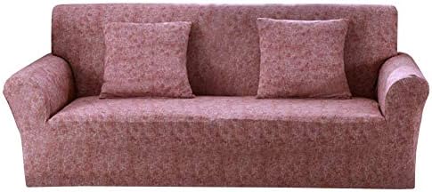 KEU Linen Pattern Sofa Cover 1 2 3 4 Seater Easy Stretch Couch Covers Elastic Full Covered Sofa Slipcovers Furniture Protector,2 Seater:145-185cm,Red Brown
