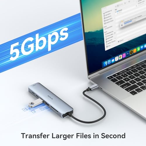 USB C Hub HDMI Adapter for MacBook Pro/Air, MOKiN 7 in 1 USB C Dongle with HDMI, microSD/SD Card Reader, USB C Data Port,100W PD, and 2 USB 3.0 Compatible for MacBook Pro/Air, Dell XPS, Thinkpad.