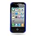 CoverON HYBRID Heavy Duty Hard BLUE Case and Soft BLACK Silicone Skin Cover with Kickstand and Credit Card Holder for APPLE IPHONE 4 4S [WCF950]