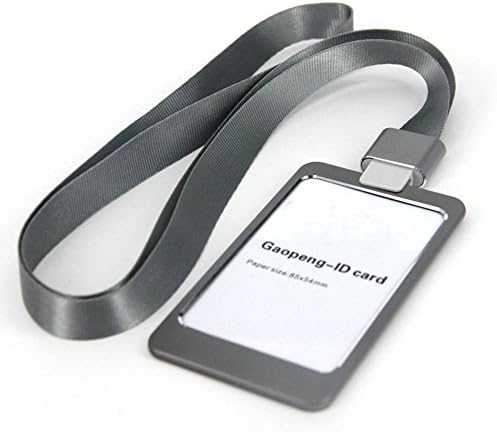 Neutral Business Duplex Metal ID Badge Holder / Lanyard With Id Holder Vertical (Gray)