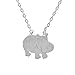 Spinningdaisy Handcrafted Brushed Metal Hippo Necklace (Silver)