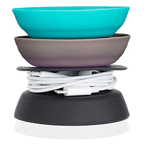 Budley - Tangle-Free Earphone/Earbud Case, Compact Storage System, Silicone (Teal/Gray/Black, Set of 3)