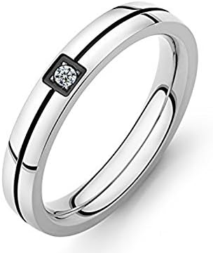 JoGray Men's Titanium Steel Cubic Zirconia Couple Engagement Wedding Rings US9