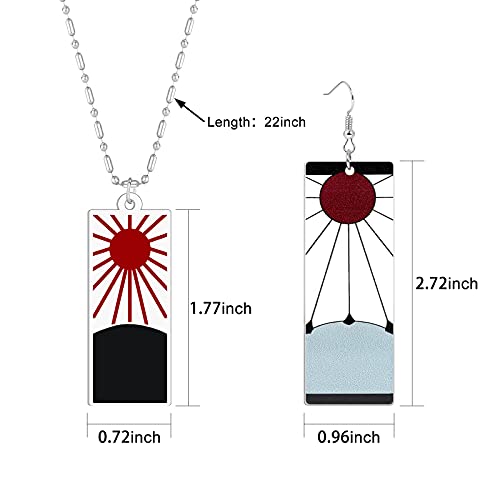 Buleens Demon Slayer Necklace With Tanjiro Earrings Set For Women girls Men Mens Boy Boys Anime kimetsu no yaiba Earring Cosplay Pendant Weird Statement Chain Long Silver Plated Stainless Steel Link Small Cool 2021 (Demon Slayer-1)
