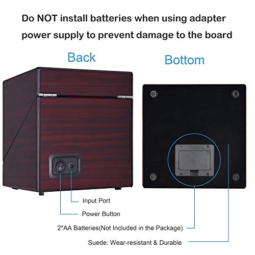 Kalawen Automatic Double Watch Winder Box for All Automatic Mechanical Watches with Quiet Motor AC Adapter or Battery Powered for 2 Men's or Ladies', Black - Thumbnail 5
