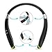 [Newest Design] Foldable Bluetooth Headset,Pkman™ Upgrade Wireless Neckband Bluetooth Headphones with Retractable Earbud, Foldable Design,Sports Stereo In-ear Earbuds for iPhone and Android