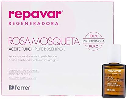 Repavar Pure Rosehip Oil 15ml - Regenerates Facial Skin - Regain Skin Vitality - Antioxidants and Vitamins - Anti-Aging - Spain