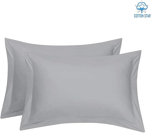 Amazon Com Cotton Star Standard Pillow Shams Set Of 2 Silver 100