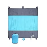 QBSM Sand Free Beach Blanket Extra Large Oversized 10’X 9′ for 7 Adults Outdoor Beach Mat Nylon Sand Proof Mat for Travel Camping Quick Drying with 4 Stakes & 4 Corner Pockets
