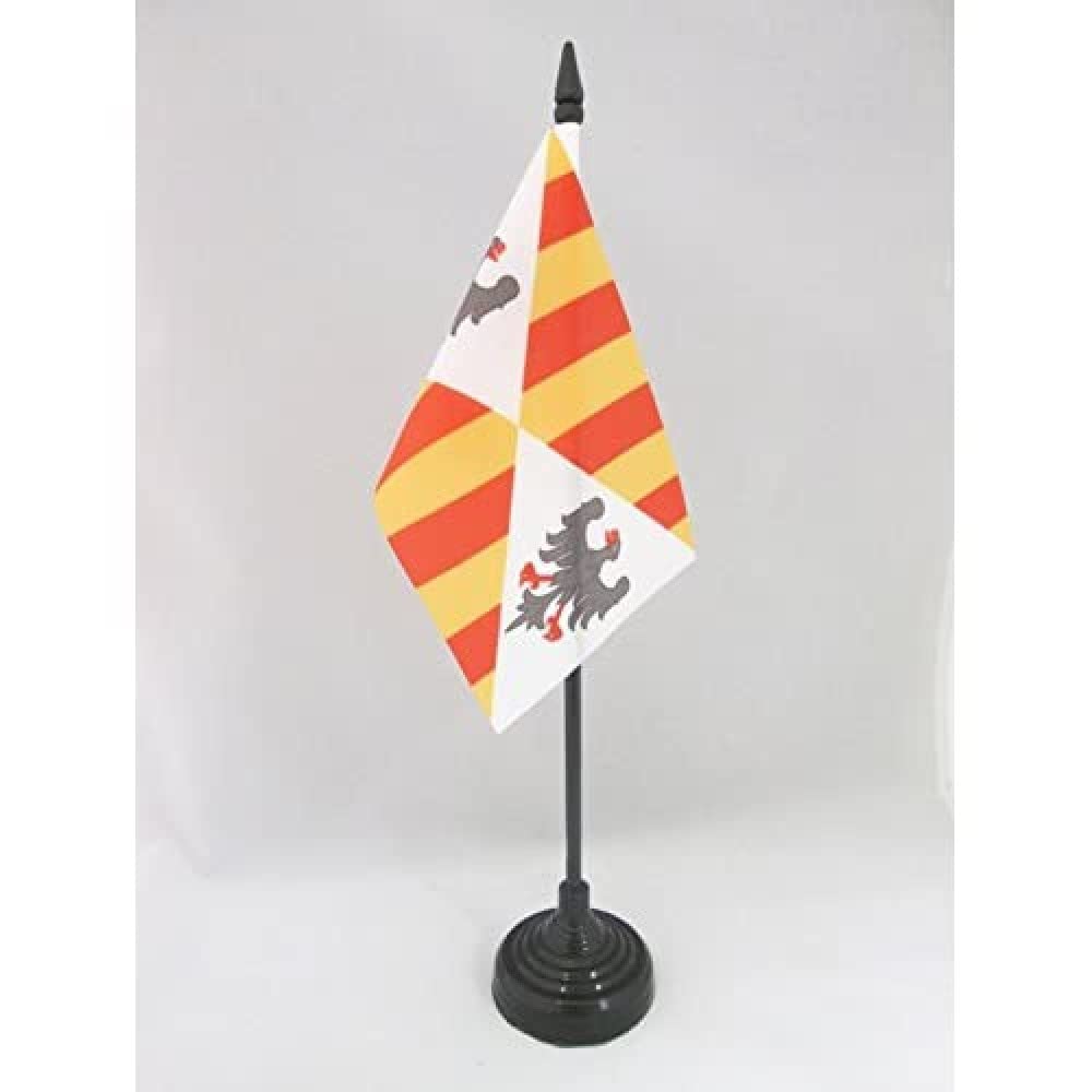 AZ FLAG - Norman Kingdom of Sicily 1130-1815 Table Flag 4'' x 6'' - Regno di Sicilia Office Mini Banner 100% Polyester 15 x 10 cm - Mini Desk Flag with 10'' Pole and Black Plastic Base