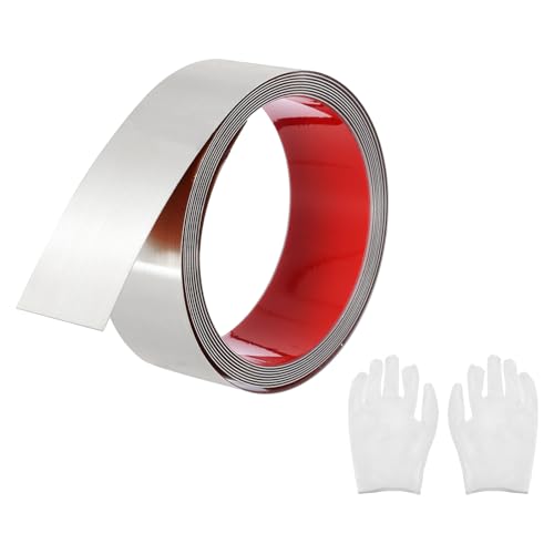 uxcell Stainless Steel Molding Trim Self Adhesive, Brushed Silver Peel and Stick Wall Molding Trim with Glove, Decorative Trim for Wall Mirror Home Decor, 1.6 Inch x 9.8 Feet - Used condition - CA$36.87