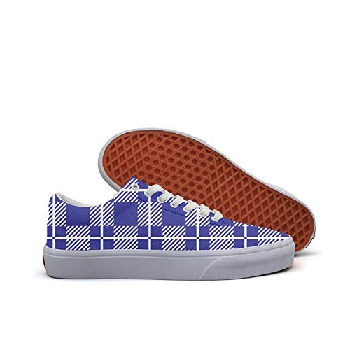OIP Blue and White Tartan Plaid Checkerboard Women's Snakers Popular Casual Slip-on