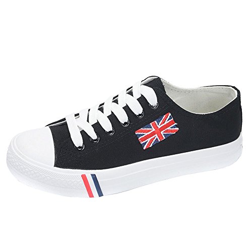 Desklets Women's Mother's Day Gifts Casual Canvas Fahionable Shoes Breathable School Teeangers Sneaker(44 M EU/11 B(M) US, Black)