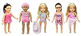 XADP 5 Sets American Girl Summer Doll Clothes Hawaii Holiday Beach Party Swimsuit Sets Fits American Girl, Our Generation, Journey Girls
