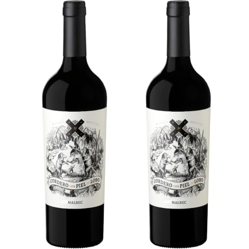 Kit 2 Vinhos Cordero con Piel de Lobo Malbec – 750 ml Cada – Tintos Argentinos Mosquita Muerta – Corpo Médio, Frutado e Elegante
